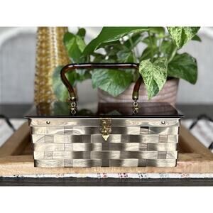 Dorset Rex Of Fifth Avenue Vintage Gold Tone Metal Weave Basket Handbag!